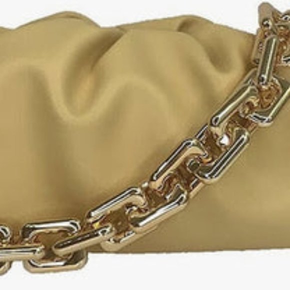 TITLE: SHOULDER BAG FOR WOMEN,SMALL LEATHER HANDBAG PURSE,GOLD CHAIN CLUTCH - Picture 3 of 4